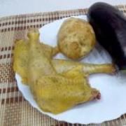 Chicken recipe - stew with potatoes and eggplant Chicken eggplant tomatoes peppers potatoes